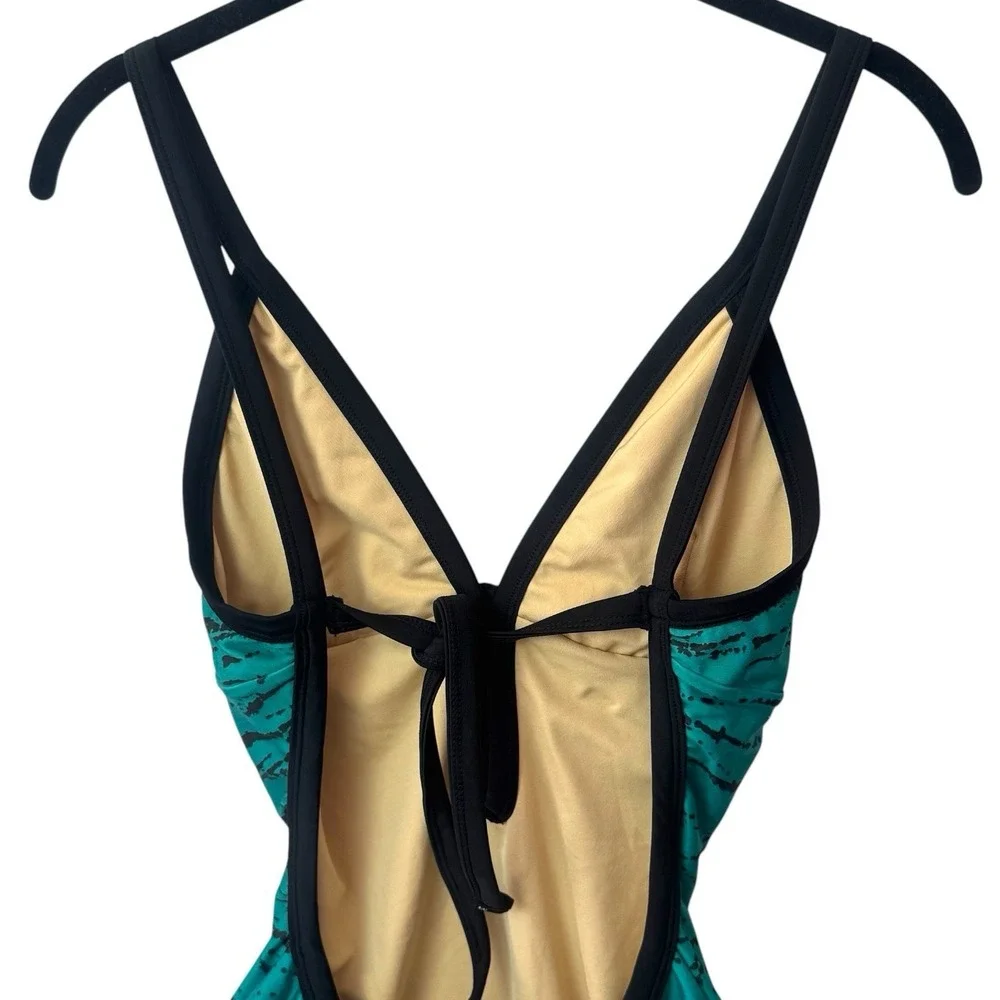 NEW Stussy RARE Green‎ Black Bow Open Back One Piece Swimsuit Vacation Beach S